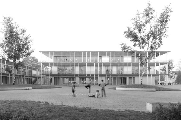 03/2023 - Nach Abschluss der Abbrucharbeiten starten die Rohbauarbeiten für den ersten Bauabschnitt der Grundschule in Estenfeld. In einem zweiten Bauabschnitt folgt das Gebäude für die Kindertagesstätte.